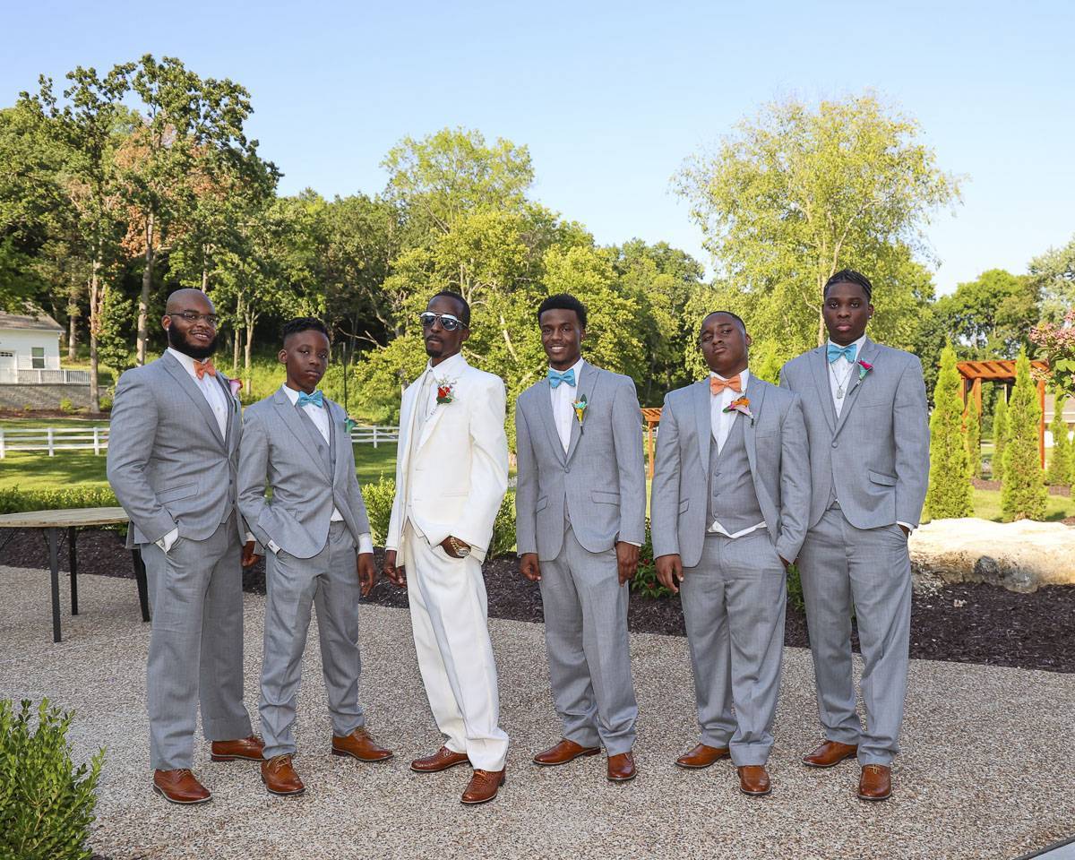 The groom with five of his groomsmen