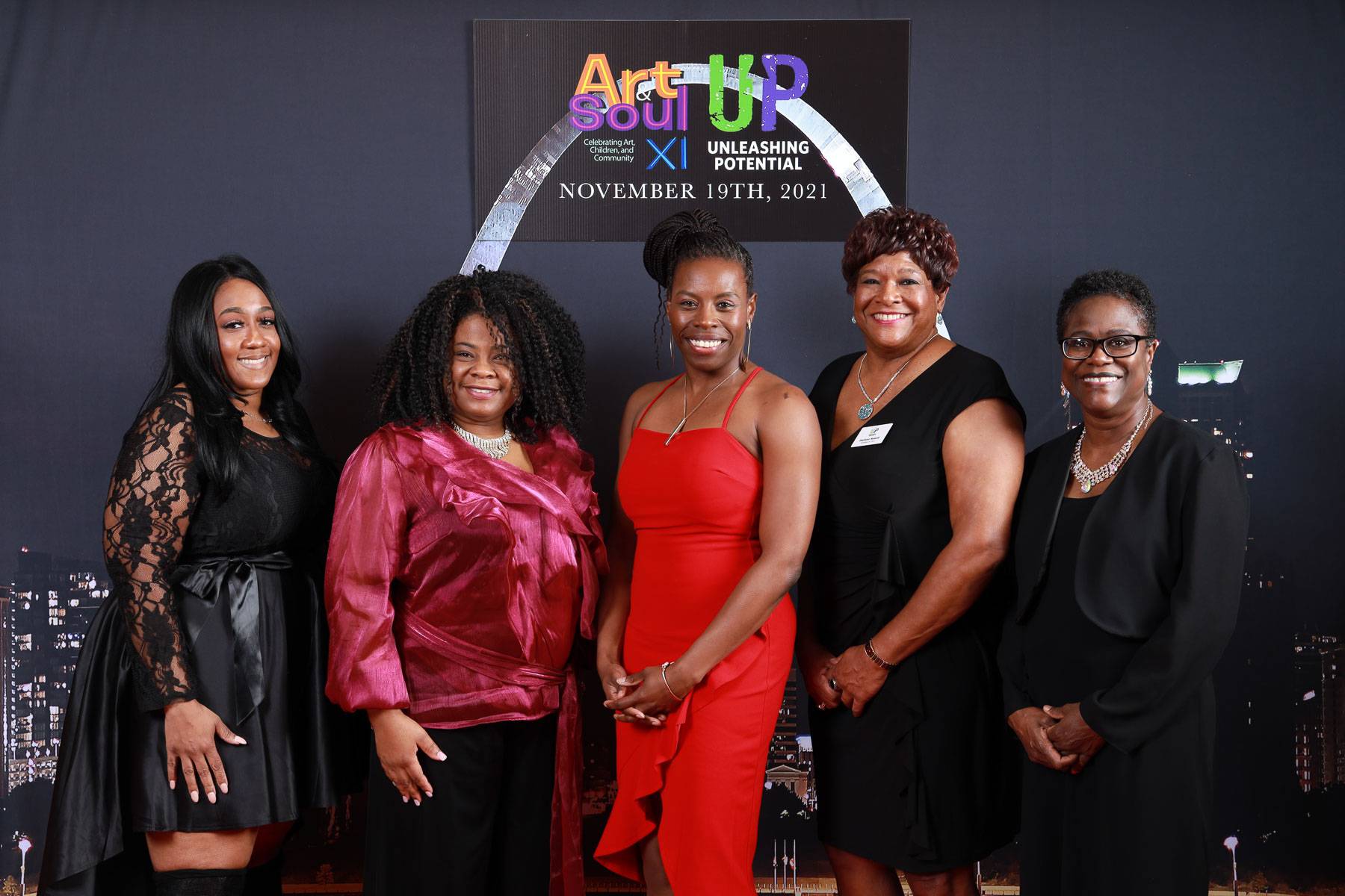 Five women attending an Art Soul event