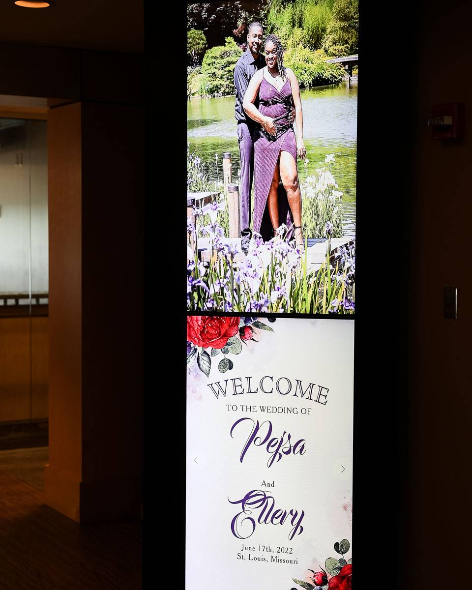 A wedding event entry sign