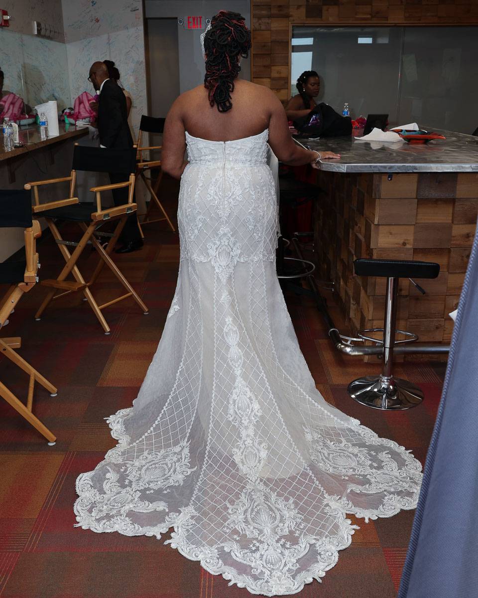 The trail of her wedding dress