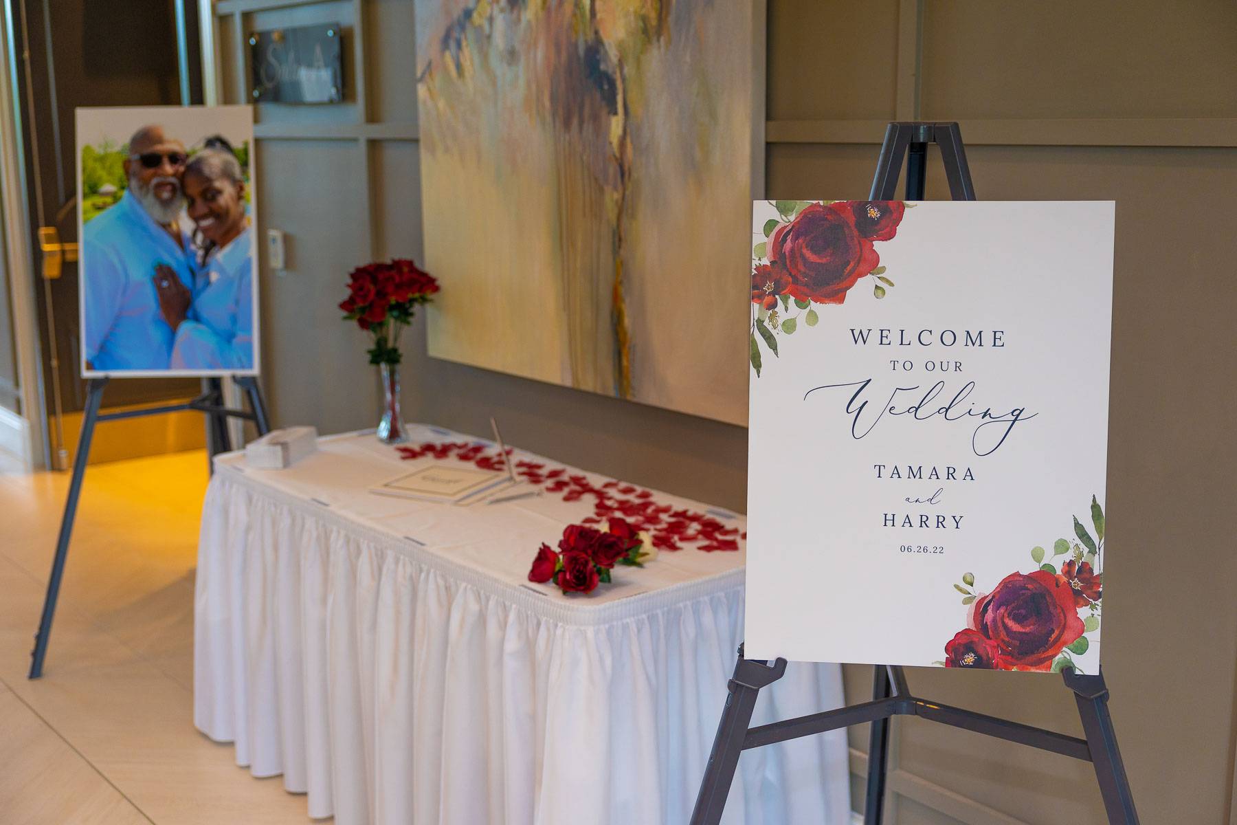 A wedding welcome sign