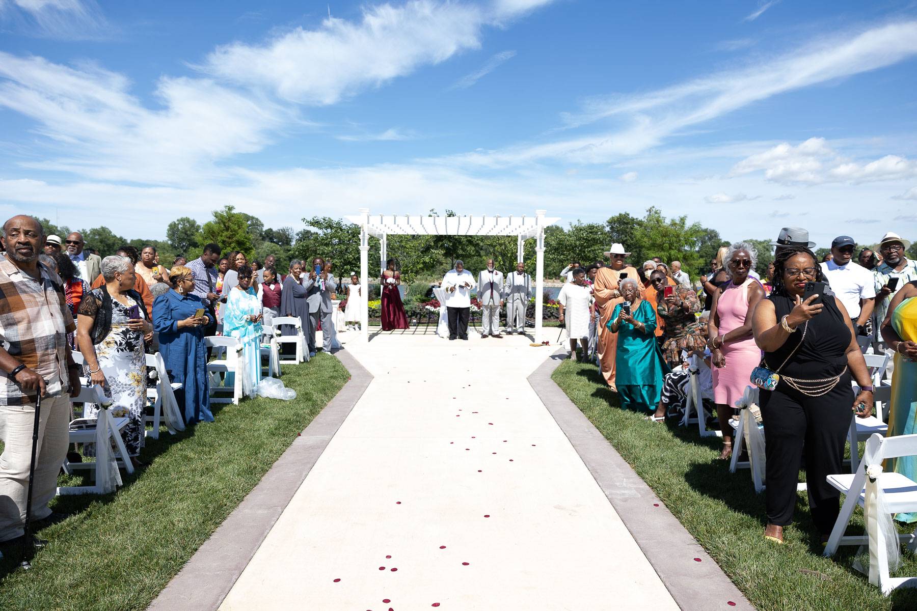 A canopy at the end of the aisle