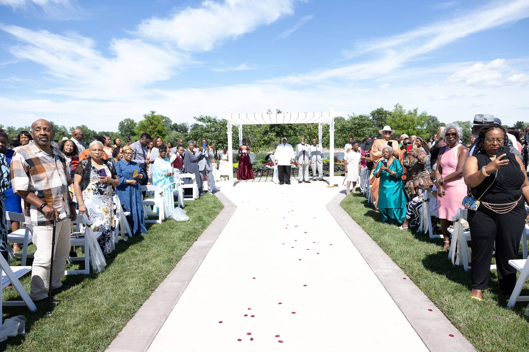 A white canopy and carpet for the wedding